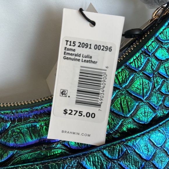 NWT RARE Brahmin Esme Emerald Lulia Iridescent Blue and Green Shoulder Bag - Picture 4 of 6